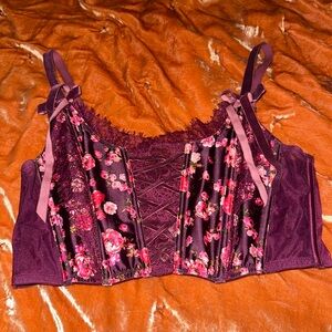 Women’s Victoria’s Secret Dream Angels Floral Unlined Lace-Up Corset Top